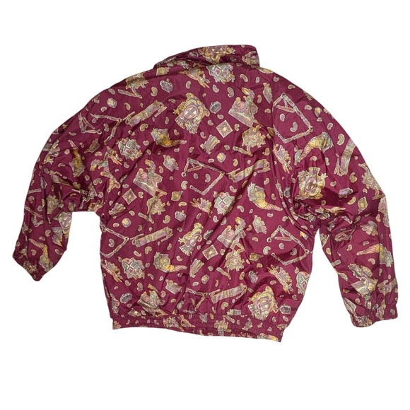 Slade Women's L Burgundy Thanksgiving Print Tracksuit Set Jacket Pants Vintage - Picture 6 of 8